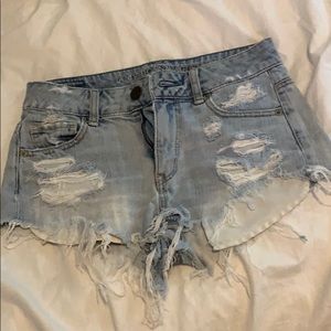 Distressed jean shorts